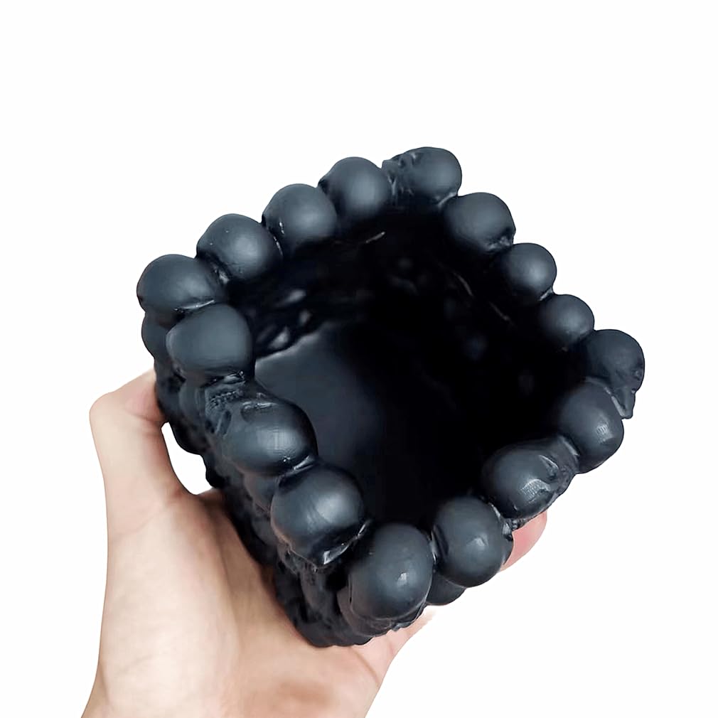 RURUOGUK Skull Pen Pencil Holder Makeup Brush Holder Toothbrush Holder Flower Pot Key Storage Resin Skeleton Home Office Halloween Decor (Black) - Image 3