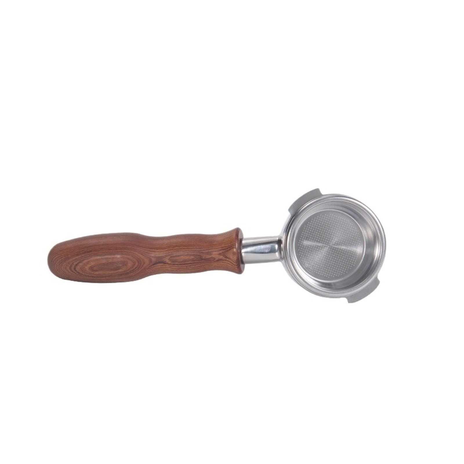 58-mm-Siebträger ohne Boden – Edelstahl, kompatibel mit Brühgruppen-Espressomaschinen, unverzichtbares Kaffeezubehör (Rotes Holz)