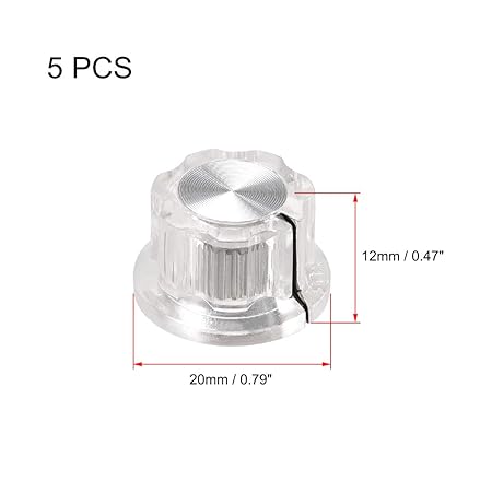 Amazon _ uxcell ポテンショメータボリュームコントロールロータリー 6.4mmシャフト穴 ノブエフェクト ペダルノブ クリア 5個 _ 可変抵抗器 _ 産業・研究開発用品 通販