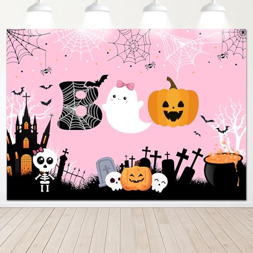 Mocsicka Halloween Boo Backdrop Cute Spooky Ghost Pumpkin Trick o...