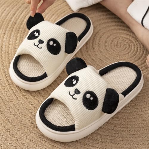 Linen Slippers - Rabbit, Pig, Bear Cute Cartoon Women's Home Couple Four Seasons2