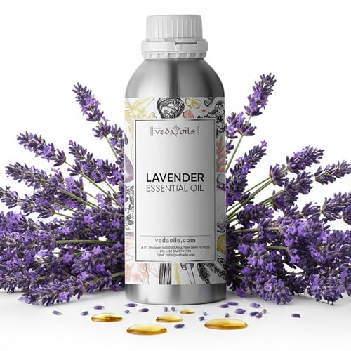 Image of VedaOils Lavender Essential Oil for Relaxation, Sleep & Stress Relief | 100% Pure & Natural Aromatherapy Oil for Diffuser, Skin & Hair Care | Calming Floral Scent - 100ml