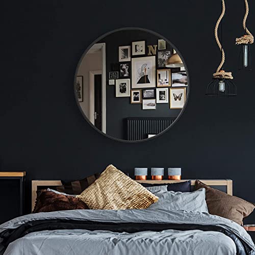 Sherbeck Black Round Bathroom Mirror Large Round Circle Mirror 32"X32", Wall Mounted Mirror For Living Room,Bedroom,Entryways Vanity #TOP4