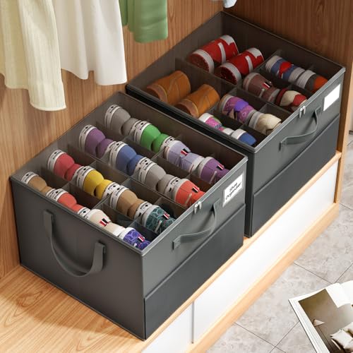 Large Reinforced Shoe Organizer for Closet with Adjustable Dividers, Gray - image 7