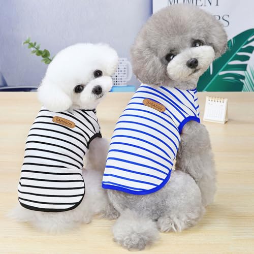 Voarge T-Shirt mit Hundestreifen,Sommer-Hunde-Shirts, Weiche Baumwolle Welpen Kleidung Haustier Tank Top Chihuahua Basic Tee Shirt Bekleidung für kleine mittelgroße Hundekatze Kleidung (Rot, M)
