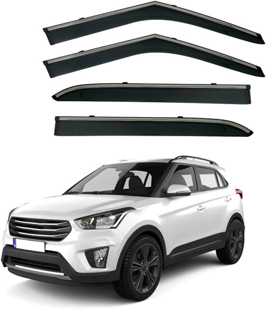 FengXH Window Deflectors for Hyundai Creta IX25 GS-GC 2014-2019 - 4pc Smoke Tint, Waterproof, Noise Reducing.