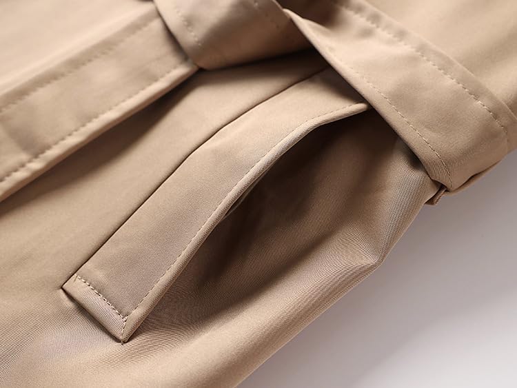 Generico Giacca Trench Lunga Da Uomo, Risvolto A Tacca Lunghezza Giacca A Vento Cappotto Avvolgente Con Cintura Classico Ufficio Casual Business Mod Cappotto Vestibilità Ampia Soprabito Giacca Capp