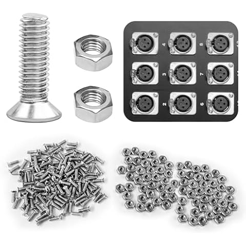 100 Pieces D Series Panel Screws and Nut Kit - Panel Mount Connector, Audio Server Rack Mounts Screws, Metal Screws for D-Series Panel Rack - M2.5 x 8mm Stainless Steel Screw Fasteners Cover