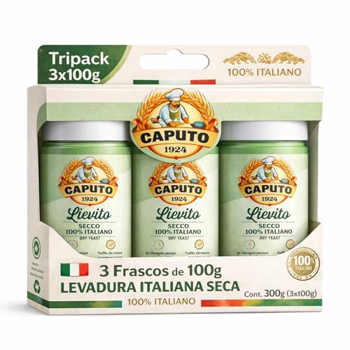 Levadura en polvo, Lievito Secco, Producto 100% Italiano, Levadura Seca, ideal para pizzas, panes y masas artesanales, Perfecta para pizzas napolitanas, Contiene 3 botes de 100 gr