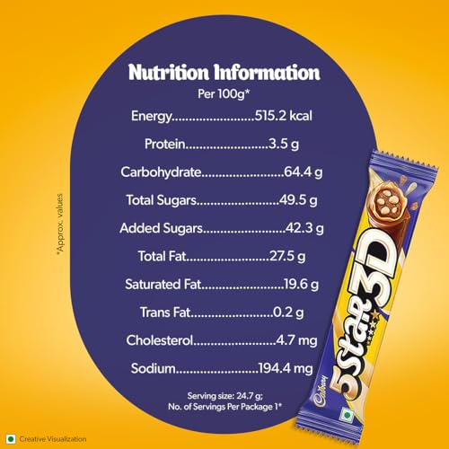 Image of Cadbury 5 Star 3D Chocolate Bar, 24.7 g
