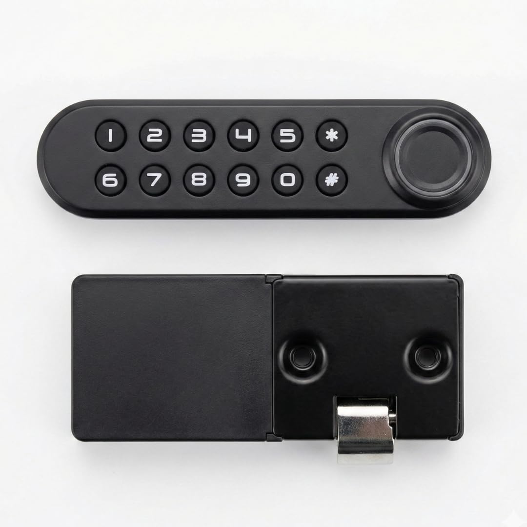 Haken Emperor Digital Furniture Lock with Fingerprint & Password Access | Horizontal Smart Cabinet Lock | Heavy Metal Body | USB Emergency Power | Black - Horizontal-image-19