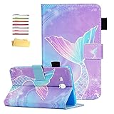 UUcovers Case for Samsung Galaxy Tab A 7.0 inch Tablet 2016 (SM-T280/T285) with Pencil Holder Pockets [Auto Wake/Sleep] Magnetic Smart PU Leather Stand Folio Cover TPU Wallet, Pink Mermaid Tail Scale