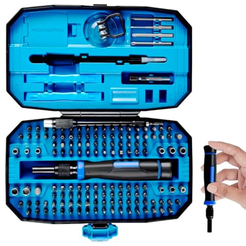 Conjunto de 152 ferramentas, incluindo chaves de fenda e ponteira...