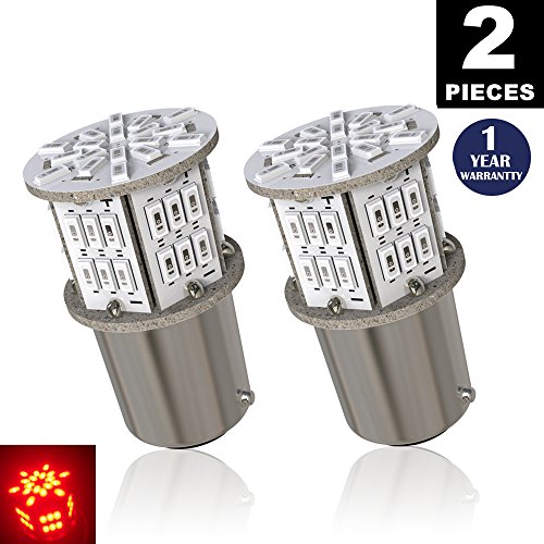 LUYED 2 x 650 Lumens Super Bright 1157 3014 54-EX Chipsets 1157 2057 2357 7528 LED Bulbs Used For Tail Lights,Brake Lights and Turn Signal Lights,Red