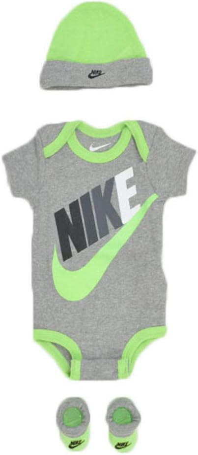 Nike Conjunto de mono, gorro y botines para bebé de 3 piezas (G(LN0313-042)/G, 0-6 meses)