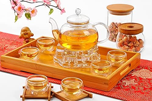 Jusalpha 11 PC-Glass Filtering Tea Maker Teapot with a Warmer and 6 Tea Cups Set (Version 2, 27-Oz) - Image 7