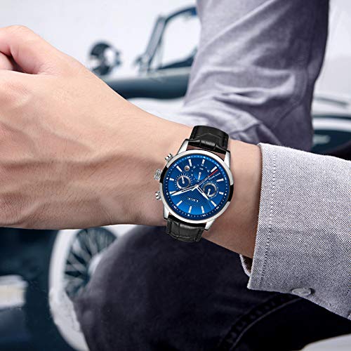 Lige Men's Watches Fashion Chronograph Stainless Steel Waterproof Quartz Watch Leather Band Business Casual Wrist Watches For Men #TOP5
