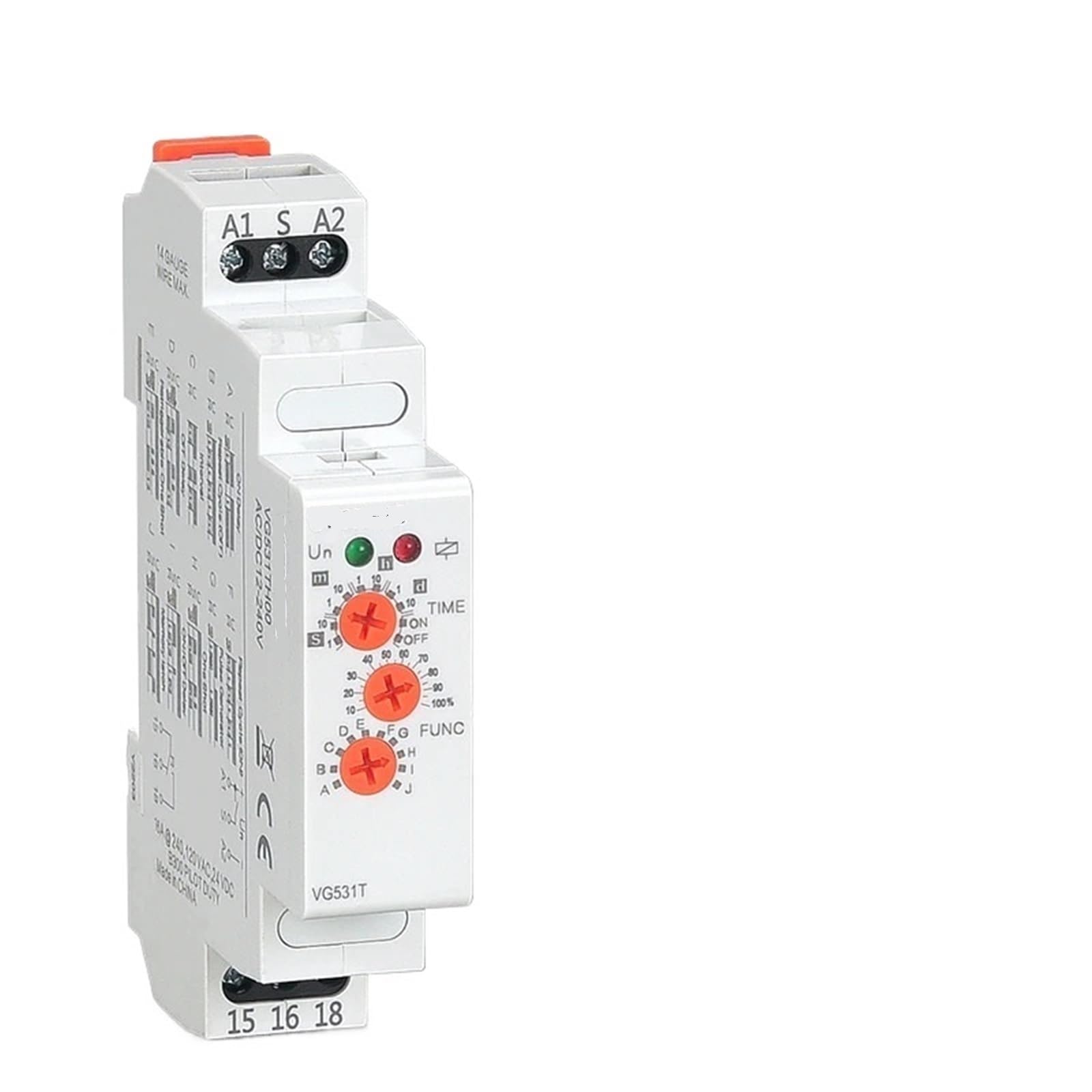 Zeitrelais, 12 V, 24 V, 220 V, 230 V, AC/DC, elektronisch, 16 A, modulares Zeitrelais mit 10 Funktionen und Verzögerungszeit einstellbar (AC DC 12–240 V)