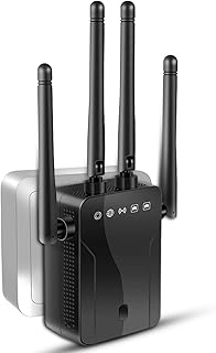 [2023 Newest] WiFi Range Extender Signal Booster, WiFi Extender, Cover Up to 8500 Square Feet and 40 Devices, WiFi Signal Strong Penetrability， 4 Antennas 360° Full Coverage