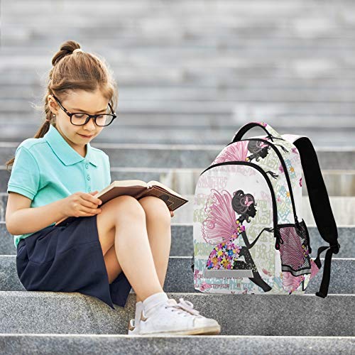 Fairy Girl On The Grunge Letters Backpack Schoolbag For Boys Girls Elementary School Bookbag Travel Bag Casual Daypack Rucksack For Students #TOP7