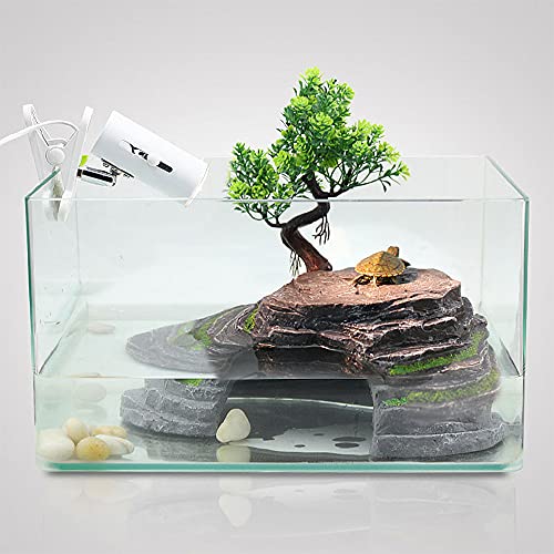 LAVECAR Reptiel Box Shelter Terrarium Hideout Grotten Schildpad Opslag, Hars Imitatie Rock Schildpad Basking Platform… - Afbeelding 5