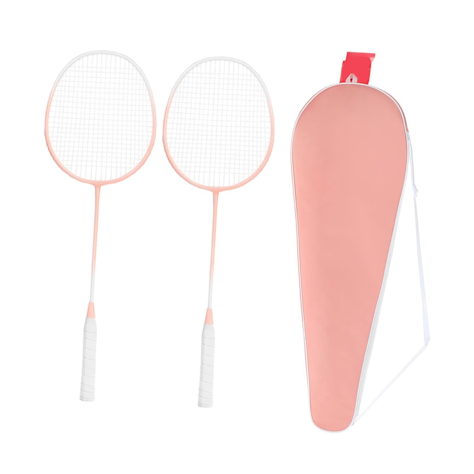 Luminous Badminton Rackets Set Anti Slip Handle Lightweight Glow in The Dark Pink-image-18