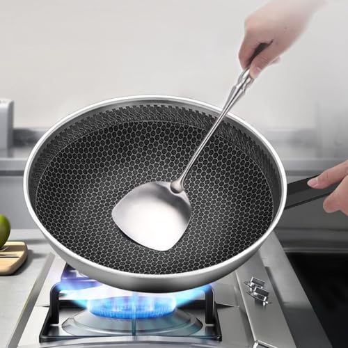 Wok de acero inoxidable duradero con tapa 32 cm miniatura 2
