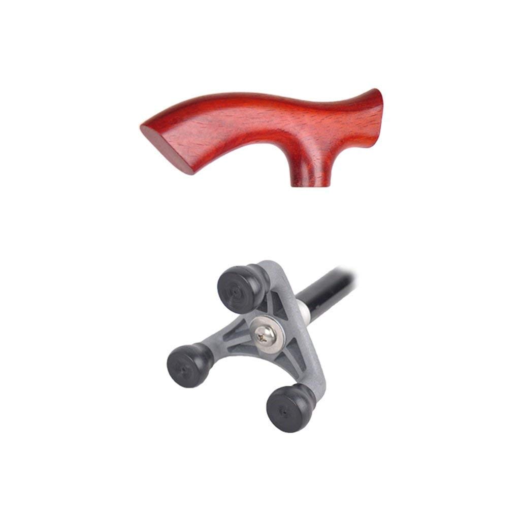 Bâton de Marche béquille pour Vieil Homme âgé télescopique Stable antidérapant léger Hauteur réglable avec 3 Pieds et Manche en Bois Noir Pratique