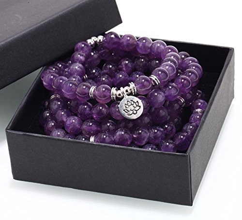 SEVENSTONE 8MM 108 Mala Beads Charm Bracelet for Men Women Yoga Bracelet Necklace Father's Day - Thumbnail 6