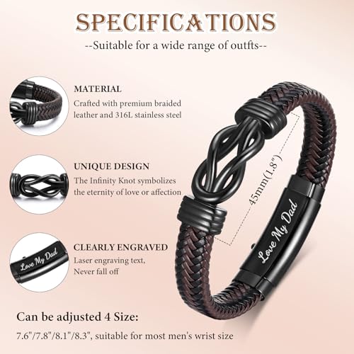 Pulsera de cuero trenzado marrón para hombre miniatura 5