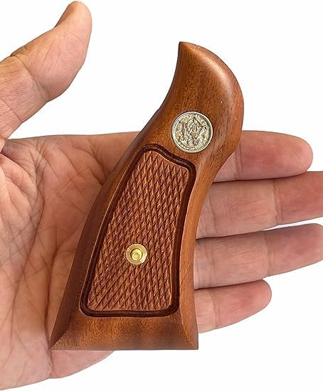 BMPL Hardwood S&W K/l Frame Square Butt Revolver Grips Finger Groove Checkered Handmade Handcraft #KS03