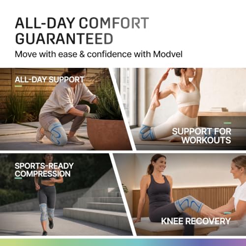 Image of Modvel 2 Pack Knee Brace for Women - Knee Support for Walking, Knee Compression Sleeves for Pain Relief, Knee Sleeves for Women, Knee Brace for Sports, Workouts & Arthritis