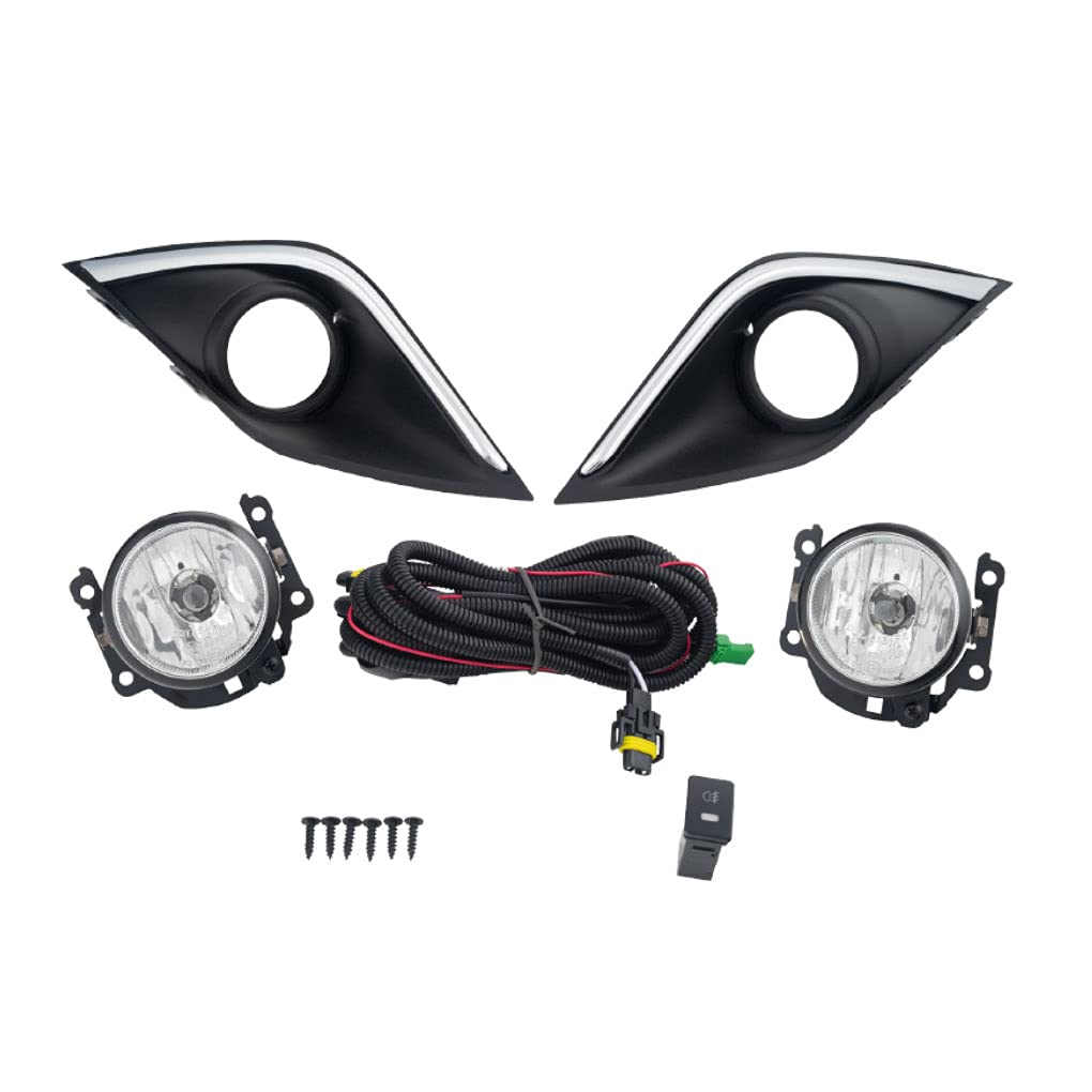 CONCEPT AUTOMOTIVE LIGHTS Fog Light Assembly Compatible with 2017-2019 Mitsubishi Outlander Fog Lights Lamp with Assembly Set L&R Side (With Halogen Bulbs)