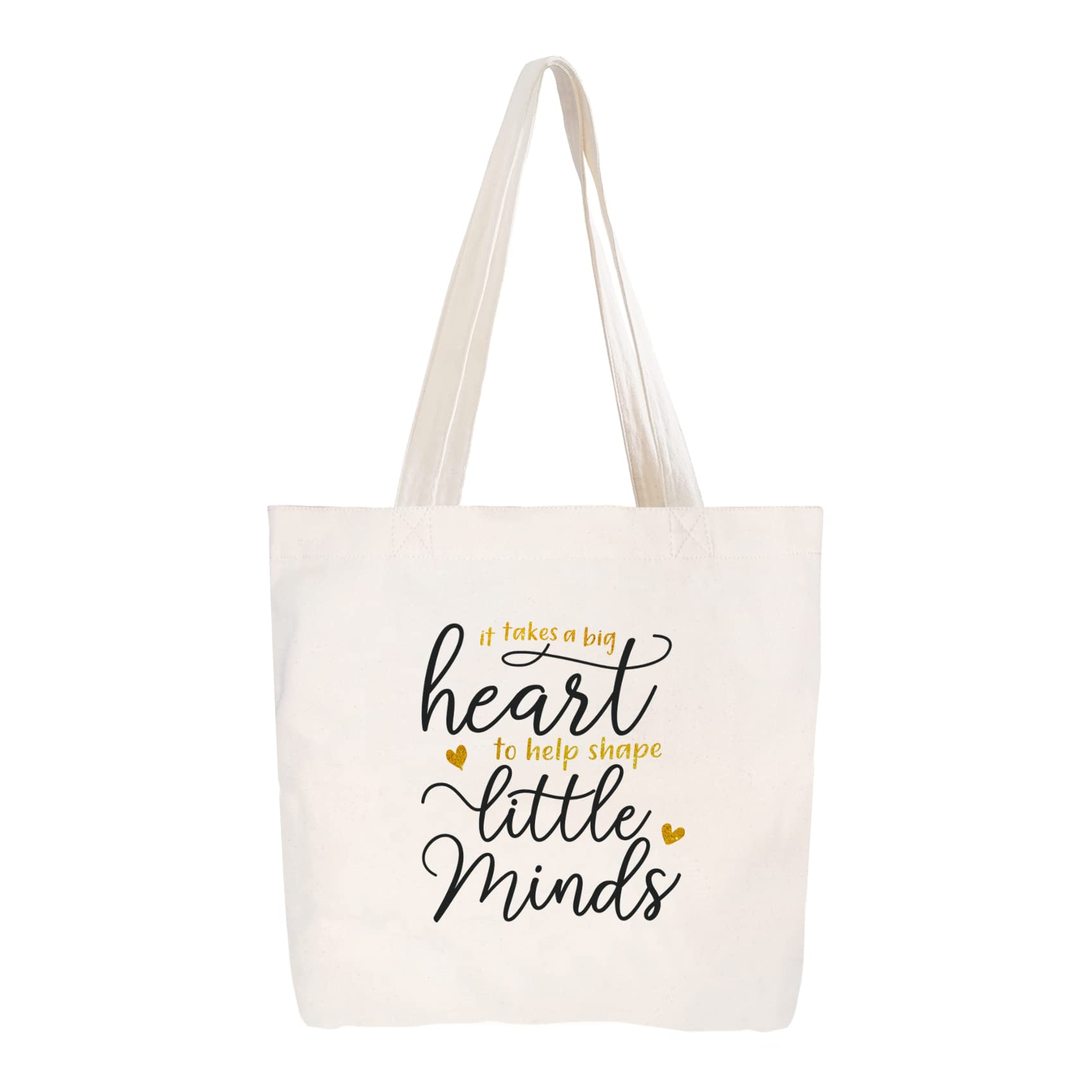 Ugiftcorner Teacher Appreciation Gifts for Women, Ivory Canvas Teacher Tote Bag with Pocket, End of Year Work Bag, Preschool Elementary Graduation