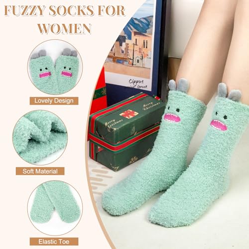iCamter 5 Pairs Womens Fluffy Fuzzy Socks Cute Warm Winter Slipper Cozy Socks for Women2