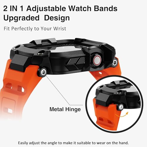 Image of ULTIMAL Rugged Band with Case for Apple Watch 46mm, Military-Grade Shockproof Protective Strap for Men, All-in-One Outdoor Sport Watch Band Compatible with iWatch Series 11 /10 (Orange)