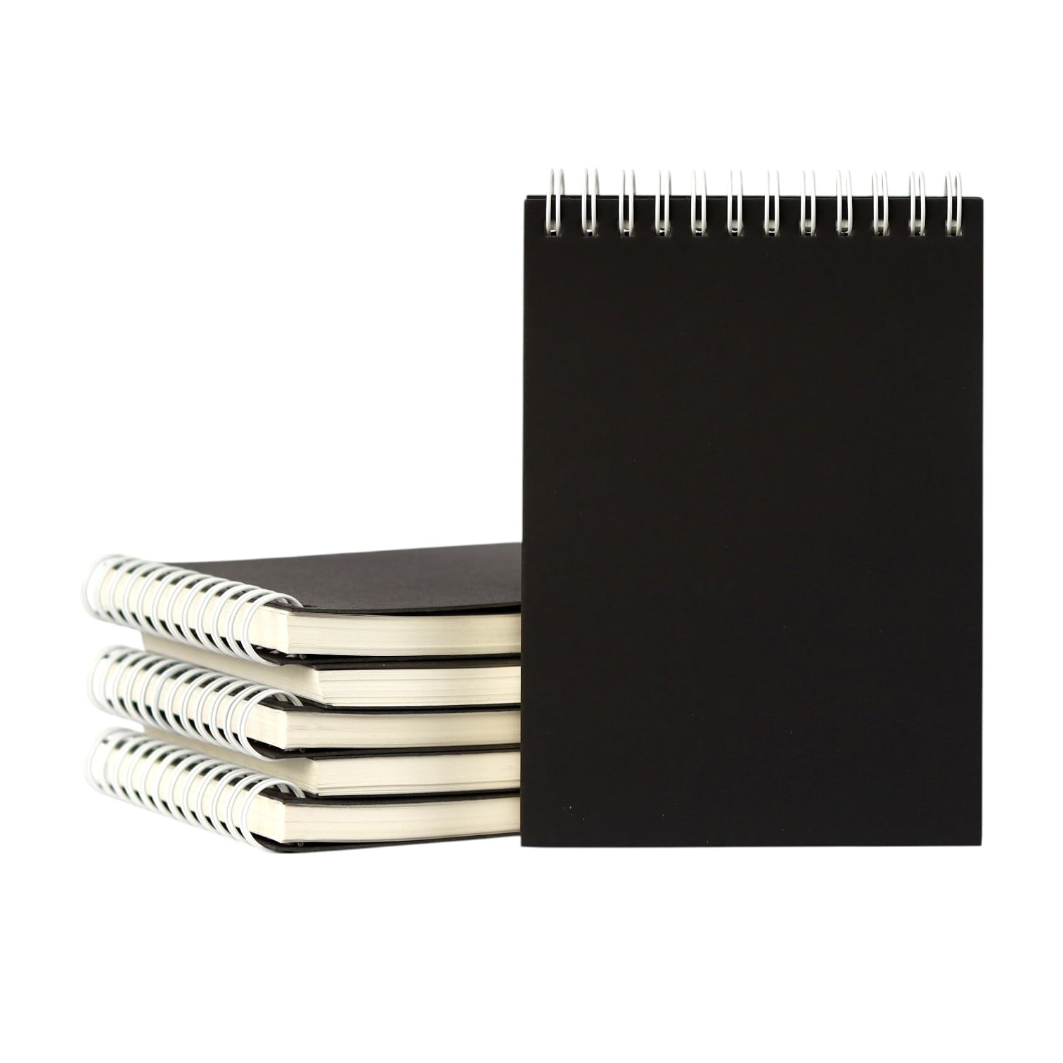 INNAXA A6 Blank Notepad - 100 GSM Paper, Black Cover | Wirebound Pocket Notebook A6 Note Pad Notebook for Notes, Sketching & Ideas 50 Pages (Black, Pack of 6)