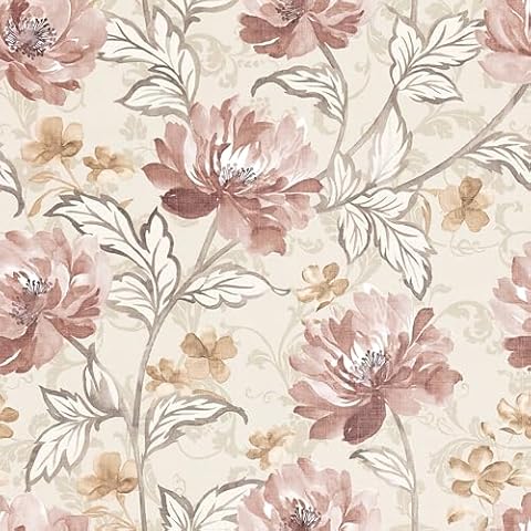TUOTPE Vintage Floral Peel and Stick Wallpaper Watercolor Flowers Contact Paper Self Adhesive Wallpaper Removable Waterproof Decorative Vinyl Wallpaper for Living Room Bedroom Cabinets 17.71" X 78.7" Cover