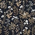 Abyssaly Vintage Wallpaper Dark Floral Peel and Stick Wallpaper 17.3" x 393.7" Black Gold Leaf Contact Paper Self Adhesive Moody Botanical Wall Paper Waterproof for Bedroom Shlef Cabinet DIY Decor