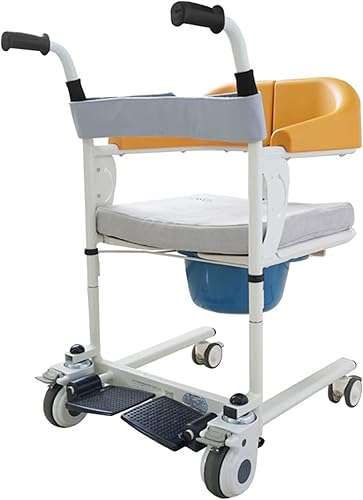 apqs Silla de ruedas multifuncional para enfermería, silla de transferencia de pacientes con inodoro y cojín, máquina de elevación médica