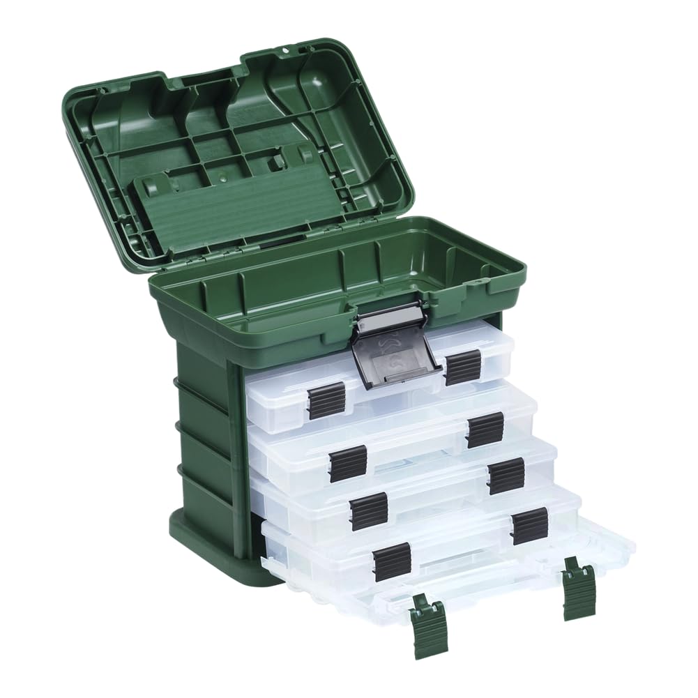 Caja de aparejos de pesca multifuncional con asa, organizador de almacenamiento de polipropileno impermeable con cajones, señuelos, ganchos y equipo