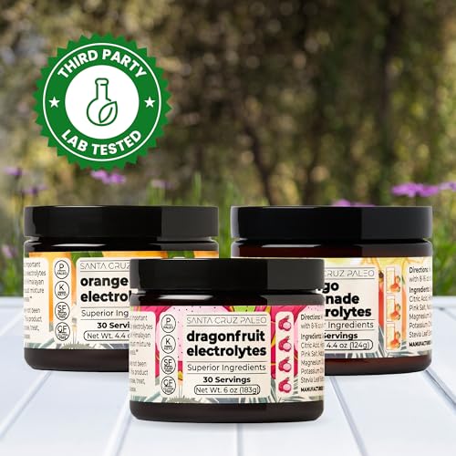 Image of Santa Cruz Paleo Electrolyte Powder, Raspberry Mint Flavor, Sugar Free Hydration Drink Mix with Himalayan Pink Salt, Sea Salt, Magnesium Glycinate, Potassium Chloride, Sweetened with Stevia, 30 Srvgs