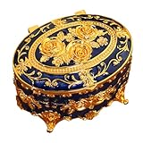 Zxfdsfdbnm Soporte europeo de aleación en relieve, ideal para despedidas de soltera y caja de joyería con revestimiento de rosas