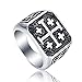 ENHONG Jerusalem Cross Rings for Men,Mens Stainless Steel Christian Signet Ring,Vintage Silver Catholic Templar Ring in Size 13