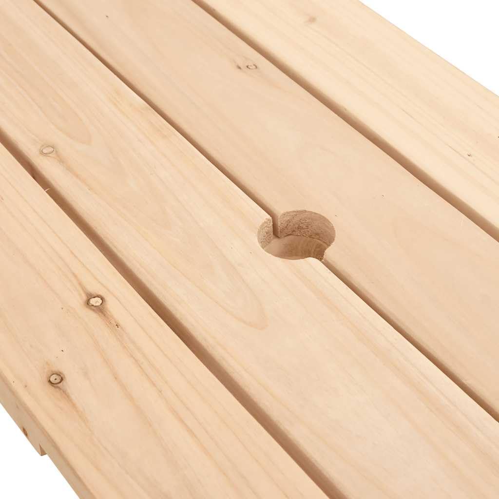 Tavolo da picnic per bambini con ombrellone in legno di abete massiccio, 4 posti, per giardino, terrazza, balcone e esterni, a forma di W, per picnic, barbecue e feste