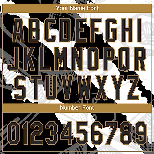 Custom Graffiti Baseball Jerseys Black White Gold Personalized Softball Shirts Sports Uniform Stitched Name Number Logo for Adult Teens Plus Size