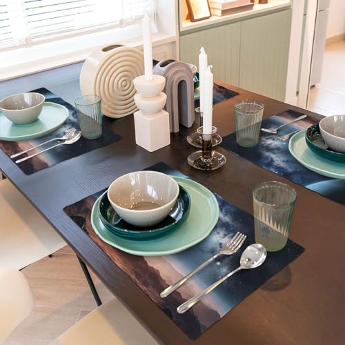 Sets de table en lin synthétique résistants pour salle à manger