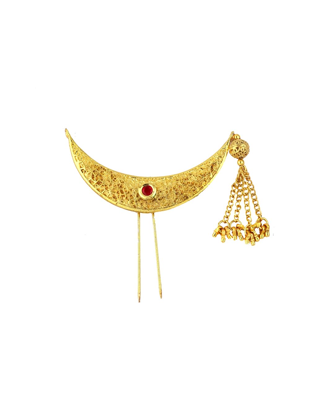 Anuradha Pearl Golden Finish Adorable Traditional Ambada Hair Brooch|Juda Pin For Women|Traditional Hair Brooch For Wedding Women. 1 count (Pack of 1)