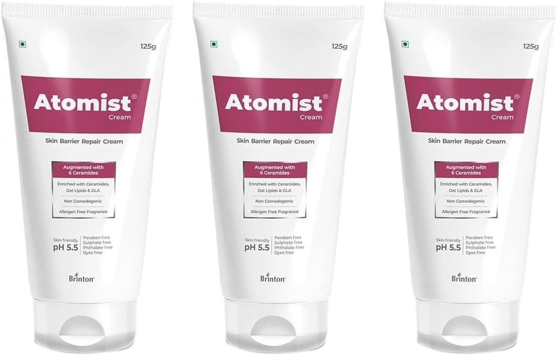 Brinton Atomist Skin Barrier Repair Cream for Dry & Itchiness | Enriched with Ceramides & Oat Lipids | Non-Comedogenic & Dermatologically Tested | Soothes & Repairs Skin Barrier | 125 g (Pack of 3)