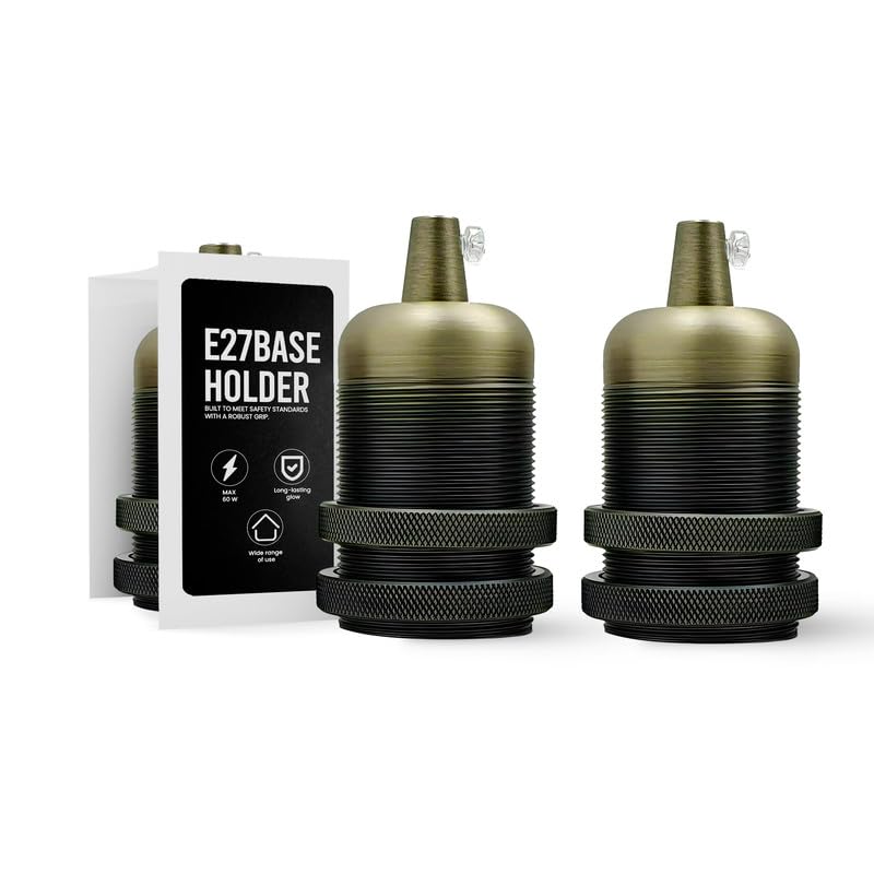 LEDSone Vintage Retro Green Brass Bulb Socket Lamp Holder Industrial Edison E27 Bulb Light Socket for DIY Pendant Light Wall Light Suitable for Lampshades - 2Pcs